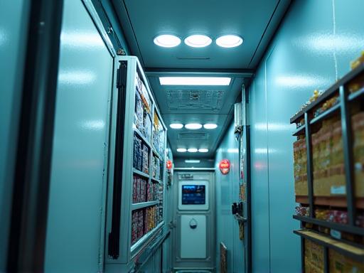 Interior of a refrigerated truck showing precise temperature control unit, highlighting cold chain logistics.